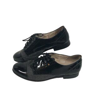 Alex Marie Teaghan Black Leather Grey Fabric Dress Shoes Womens US 9M UK 7 EU 40
